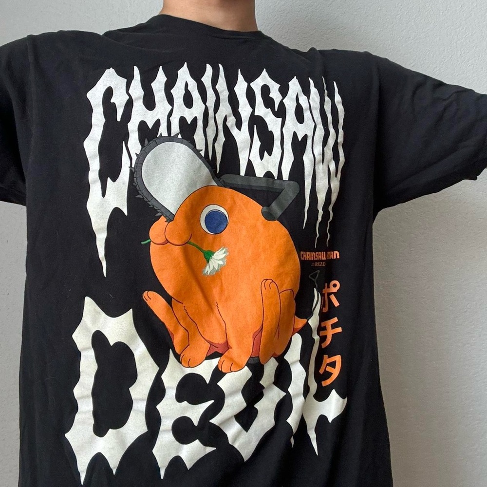 Chainsaw Man Anime AOP Graphics Black Tee Shirt